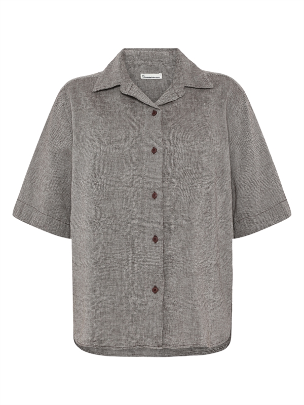 KnowledgeCotton Apparel Womens Structure Short Sleeve Shirt - Shaved Chocolate